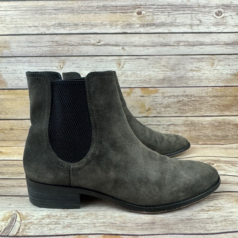 Karl Lagerfeld Paris Womens Dark Brown Suede Leather Chelsea Ankle Boots 9